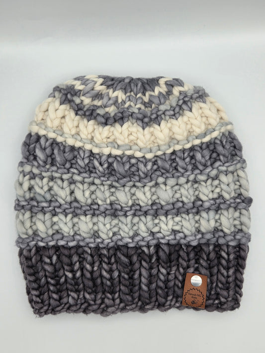 Grey Medium One by One Adult Wool Beanie